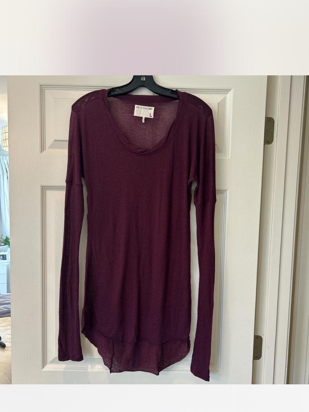 rag & bone Women's Long Sleeve Scoop Neck Top in Plum